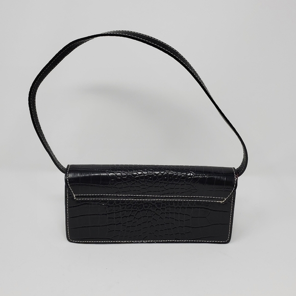 VINTAGE LIZ CLAIBORNE MINI PURSE SHOULDER BAG FAUX CROC LEATHER PINK INTERIOR - Picture 7 of 16